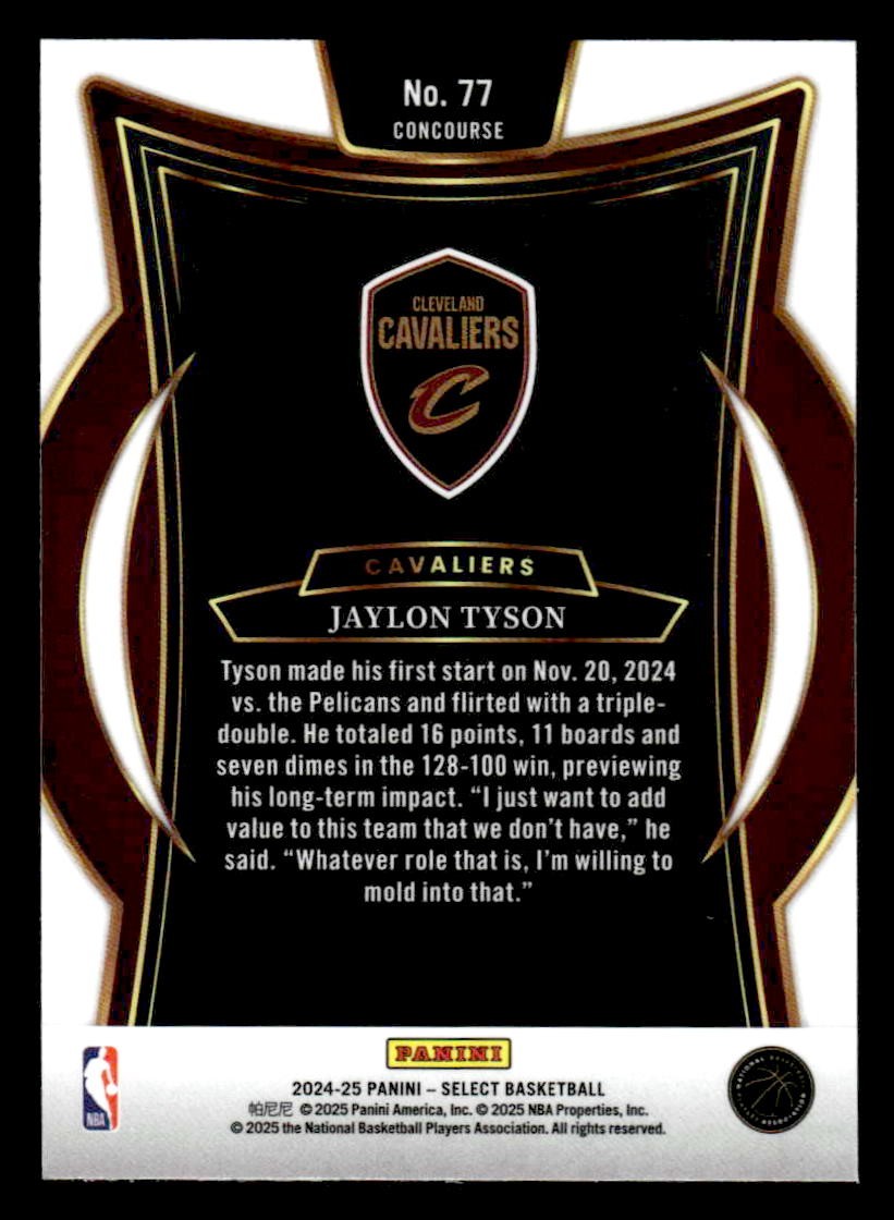 2024-25 Panini Select #77 Jaylon Tyson