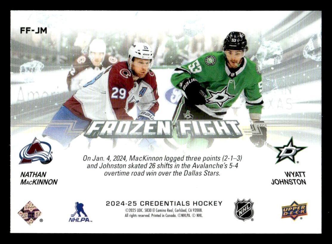 2024-25 UD Credentials #FF-JM Nathan MacKinnon / Wyatt Johnston Frozen Fight