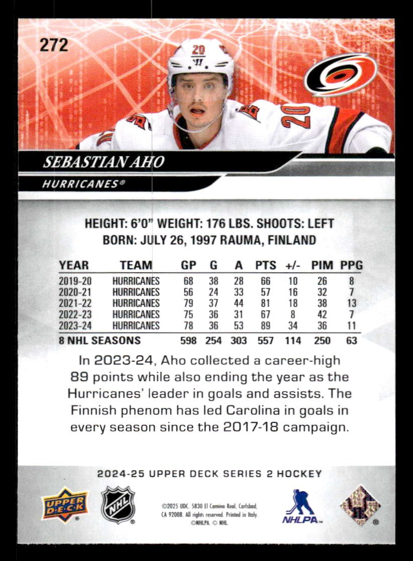 2024-25 Upper Deck #272 Sebastian Aho