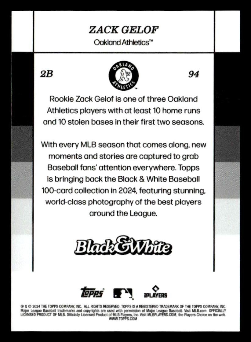 2024 Topps Black & White #94 Zack Gelof Green #/99