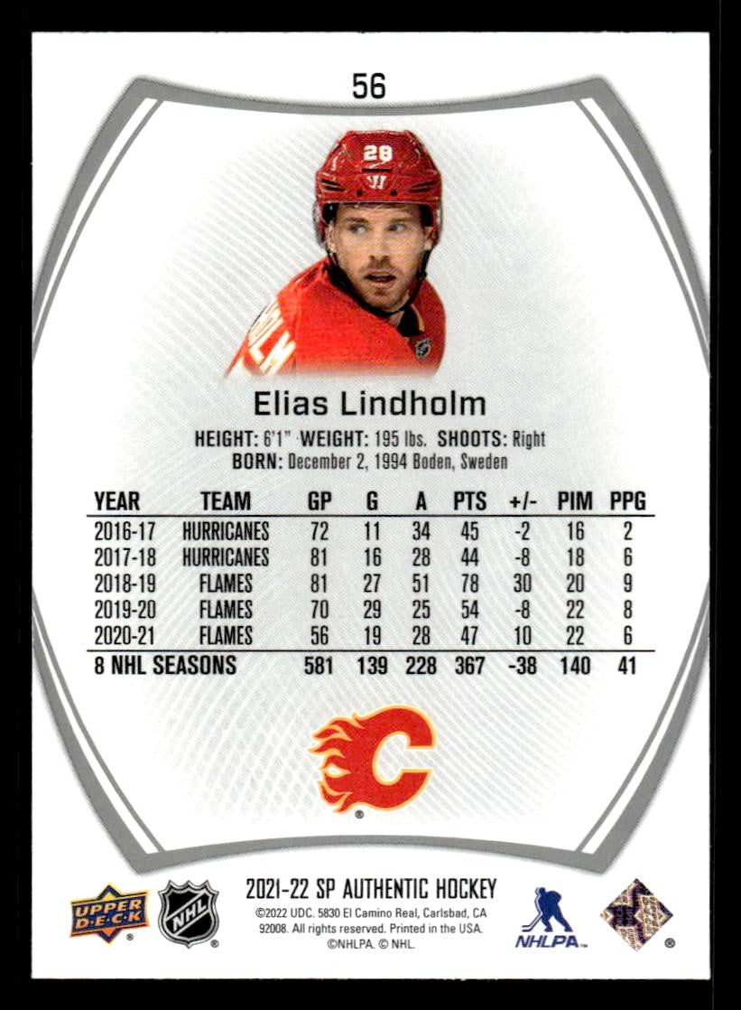 2021-22 SP #56 Elias Lindholm