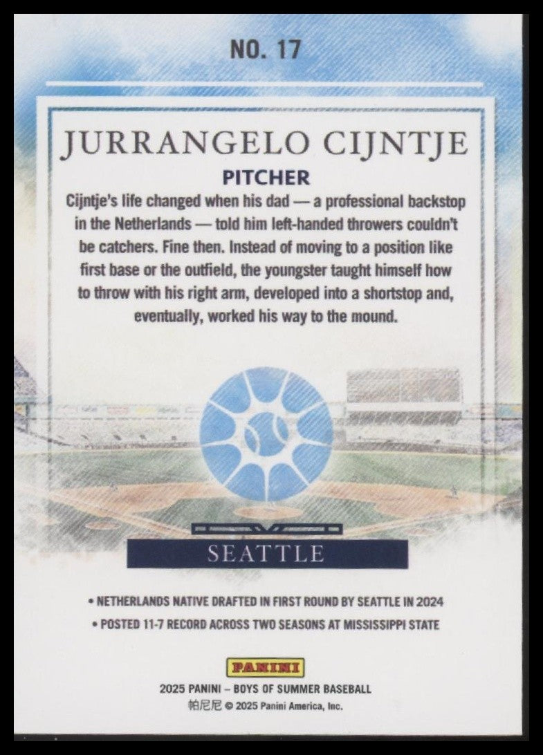 2025 Panini Boys of Summer #17 Jurrangelo Cijntje #107/249