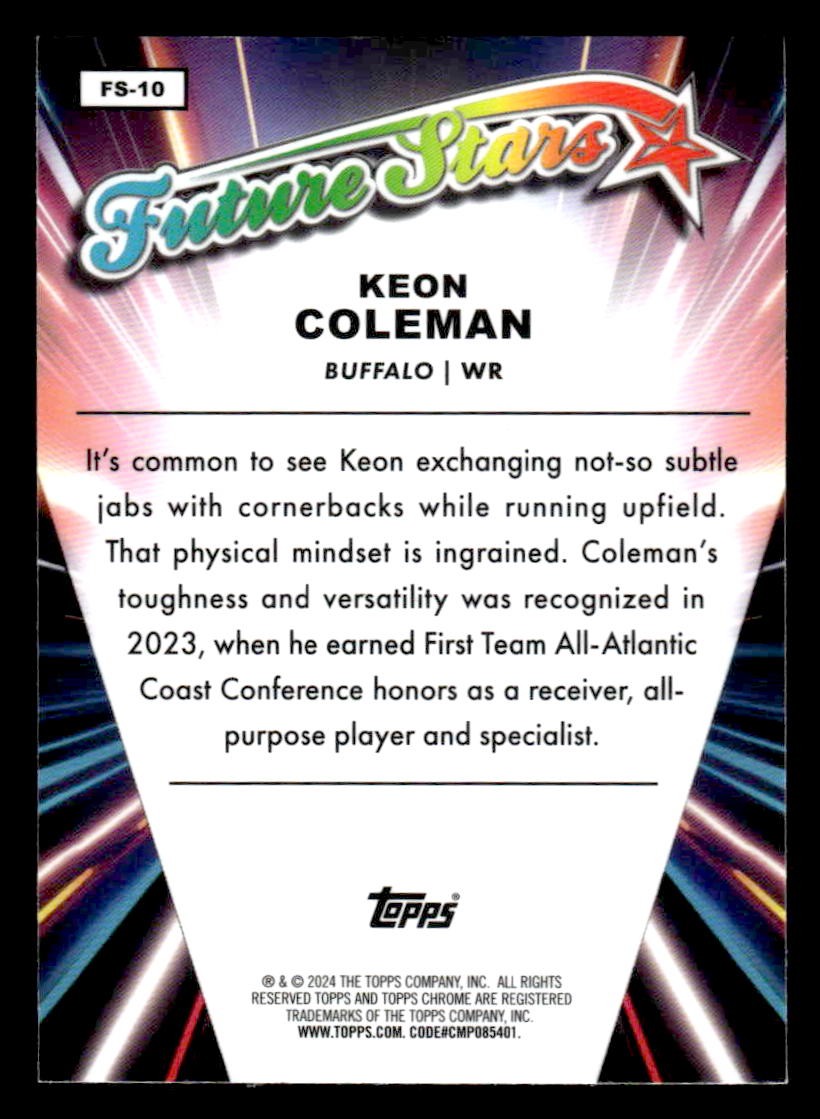 2024 Topps Chrome #FS-10 Keon Coleman Future Stars X-Fractor
