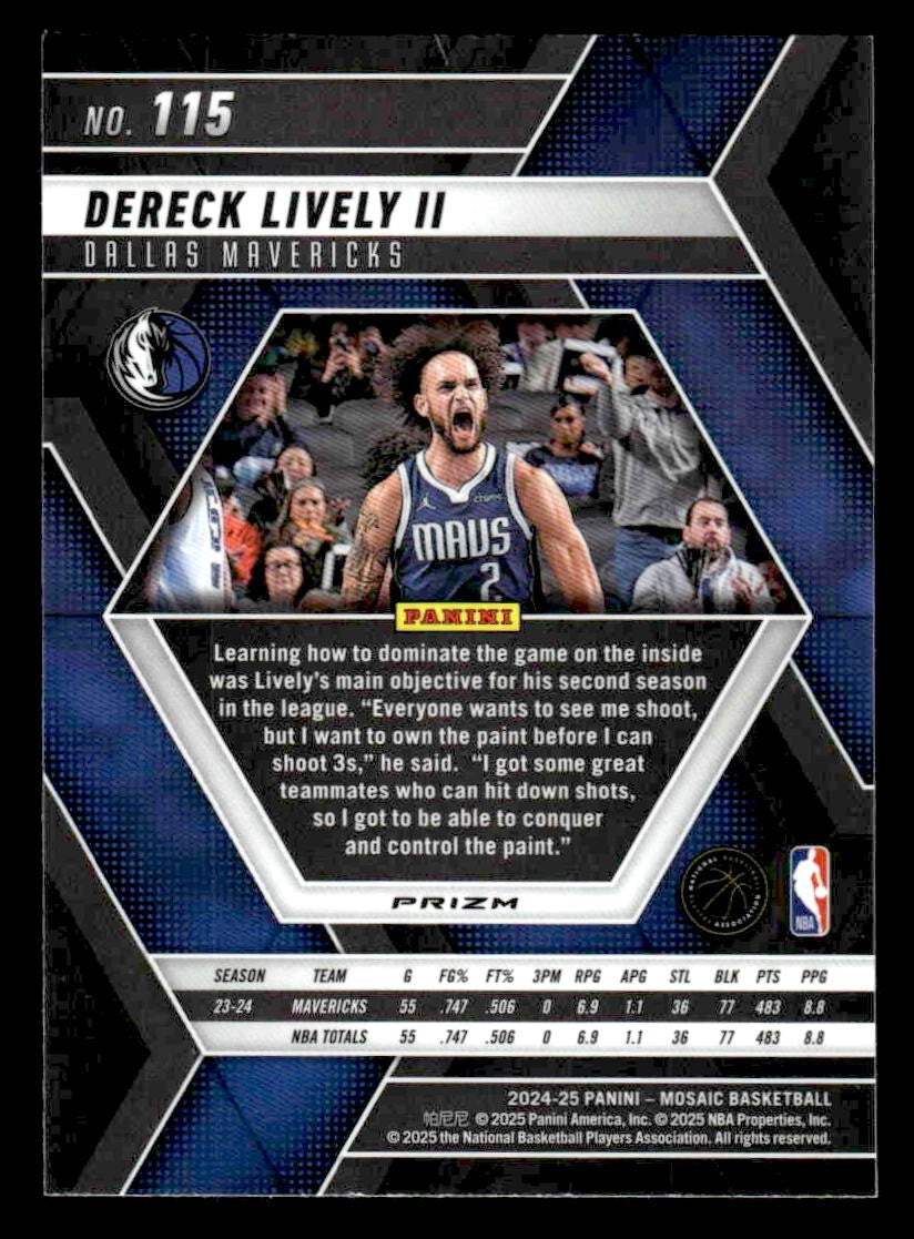 2024-25 Panini Mosaic #115 Dereck Lively II Silver