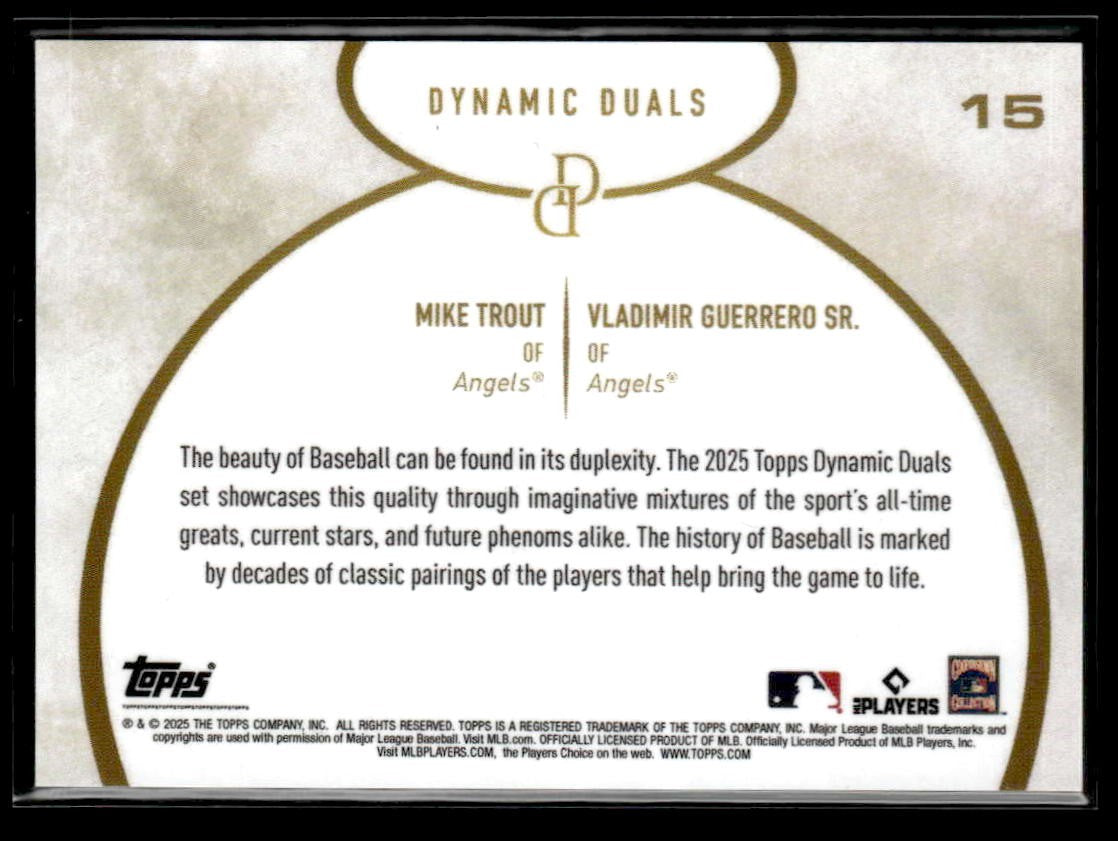 2025 Topps Dynamic Duals #15 Mike Trout / Vladimir Guerrero Sr. Purple - #15/99