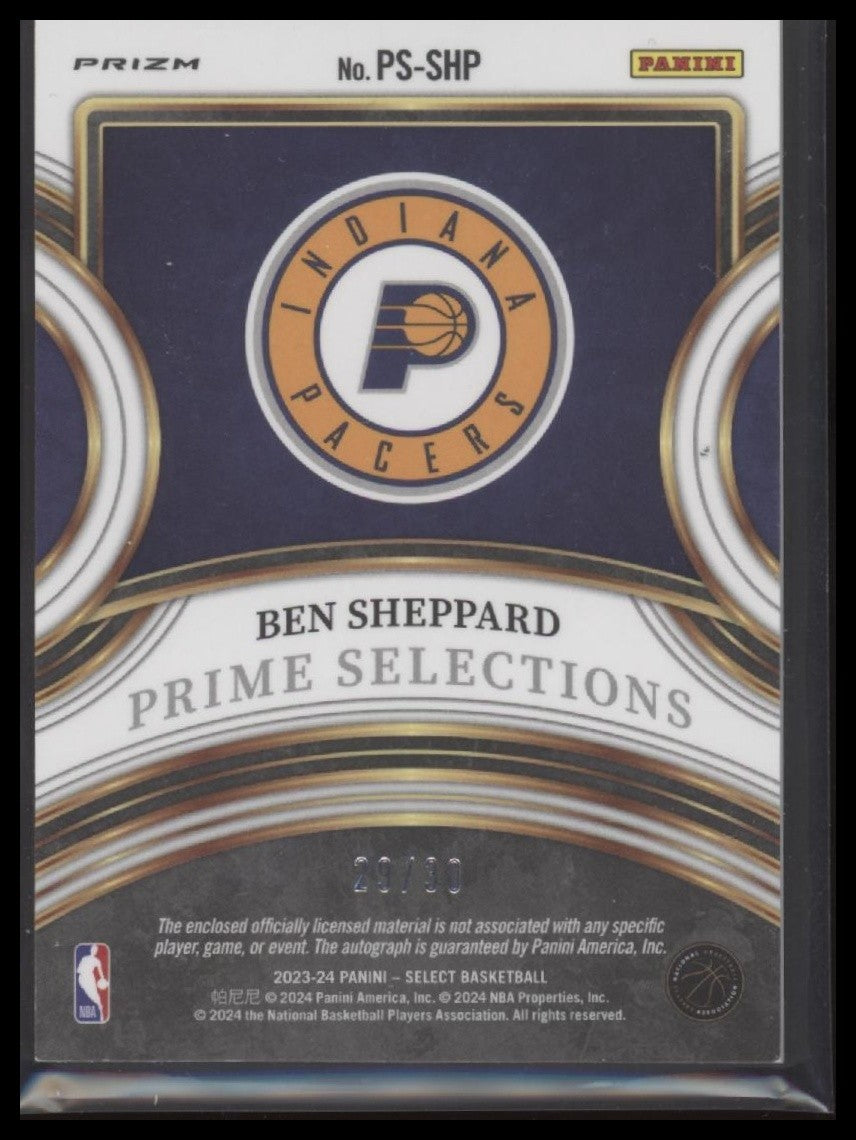 2023-24 Select #PS-SHP Ben Sheppard Prime Select Sigs Orange Pulsar FOTL #/30