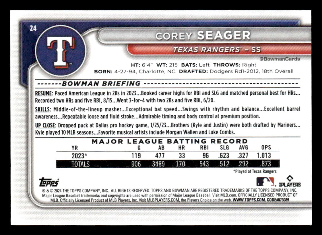 2024 Bowman #24 Corey Seager