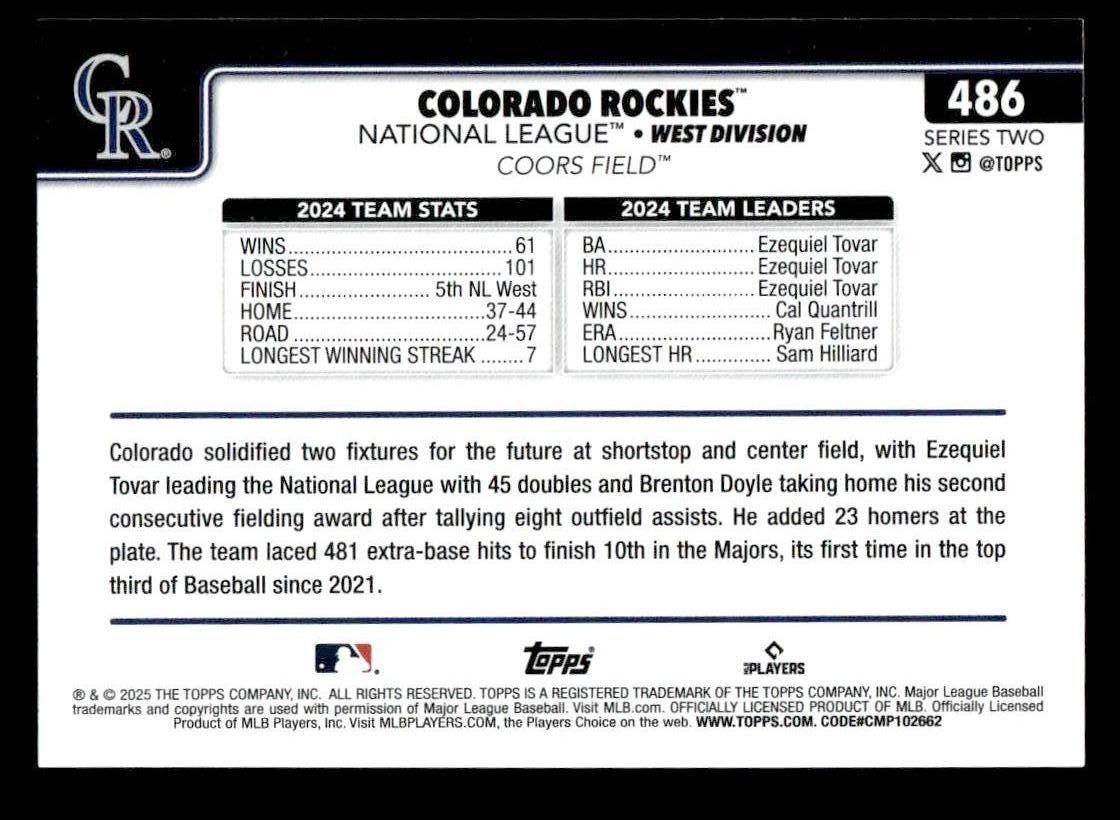 2025 Topps #486 Colorado Rockies