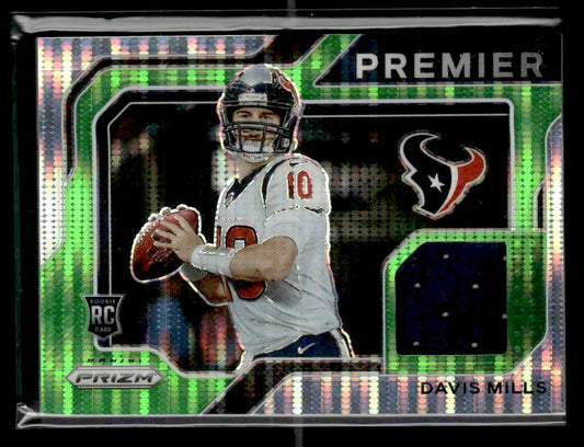 2021 Panini Prizm #PJ-19 Davis Mills Premier Jerseys Neon Green Pulsar