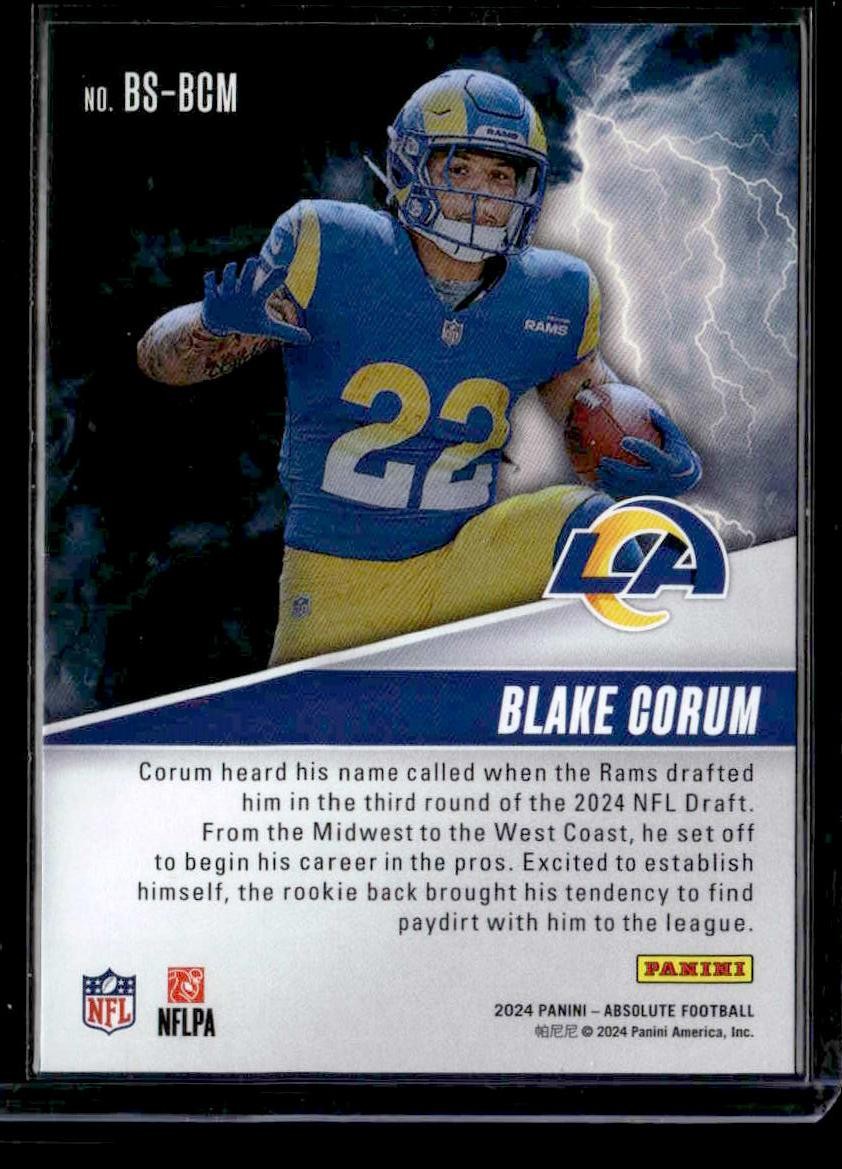 2024 Panini Absolute #BS-BCM Blake Corum By Storm