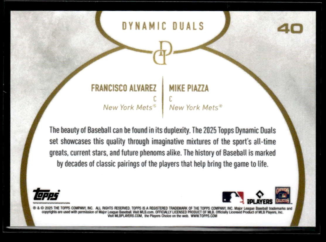 2025 Topps Dynamic Duals #40 Francisco Alvarez / Mike Piazza