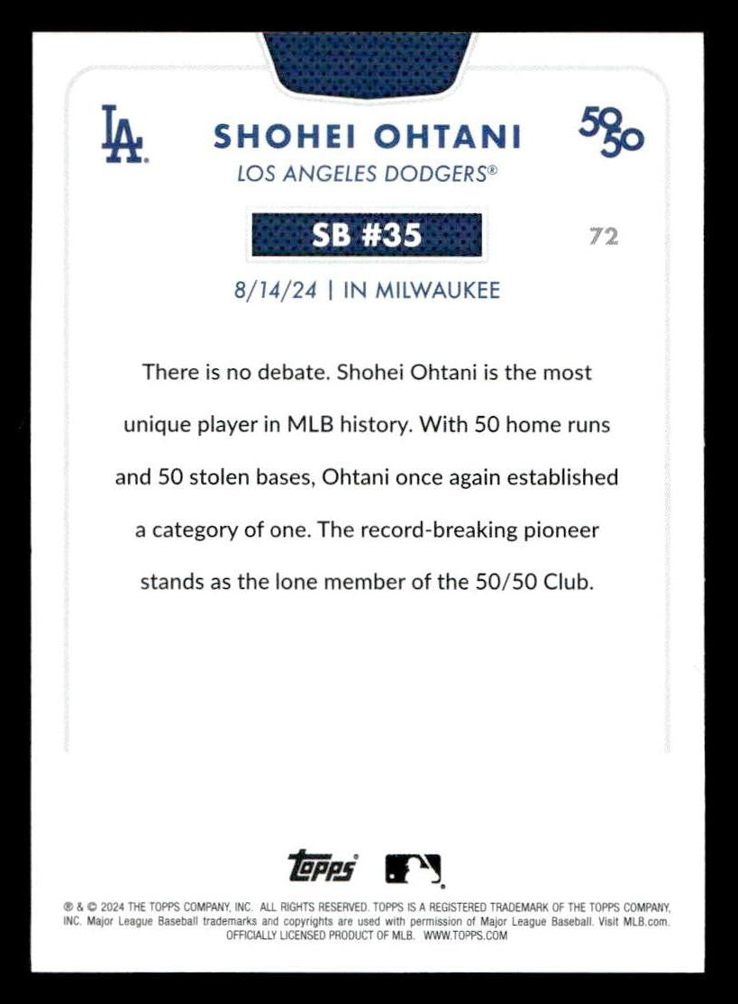 2024 Topps 50/50: Shohei Ohtani #72 Shohei Ohtani