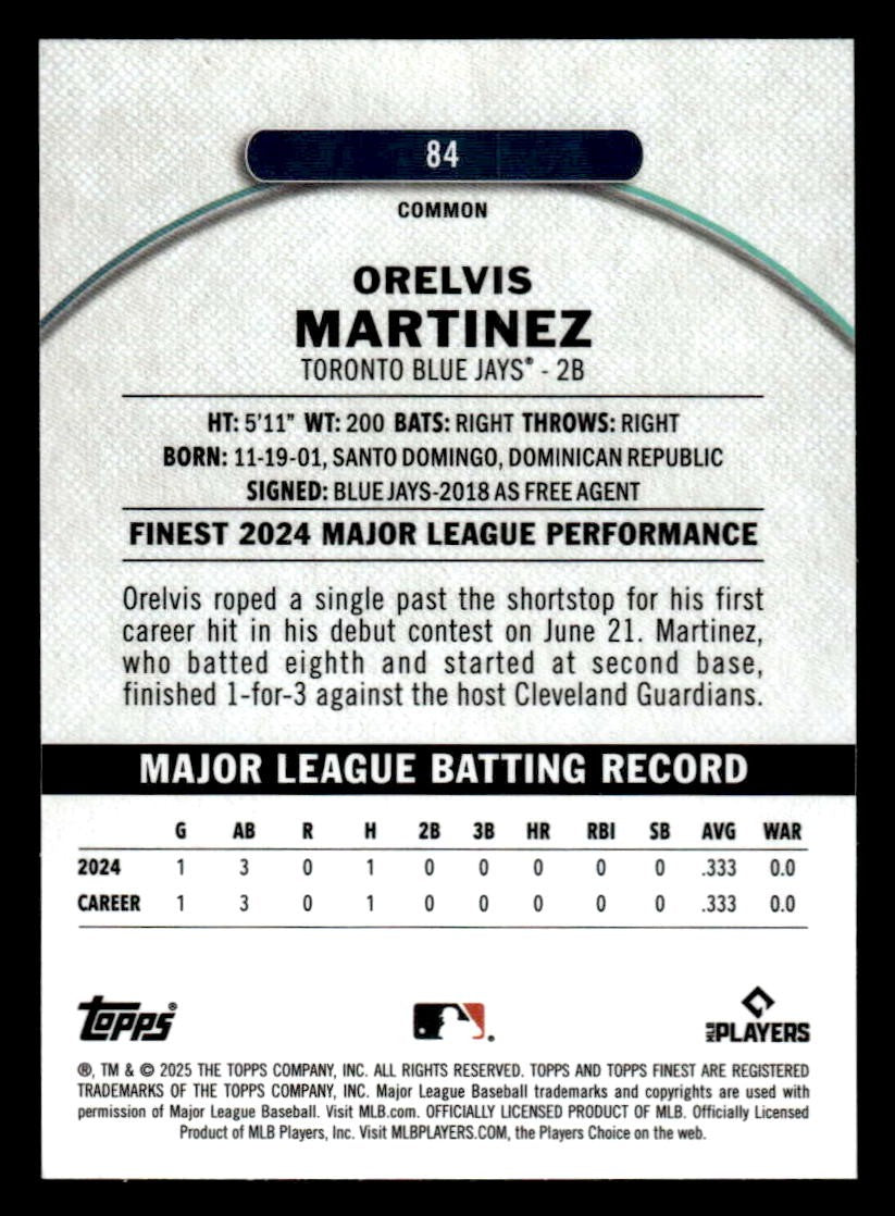 2025 Finest #84 Orelvis Martinez