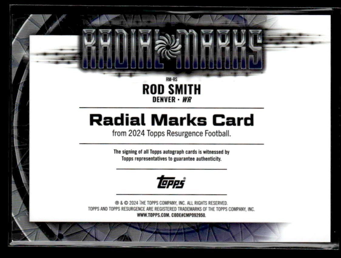 2024 Topps Resurgence #RM-RS Rod Smith Radial Marks Autographs