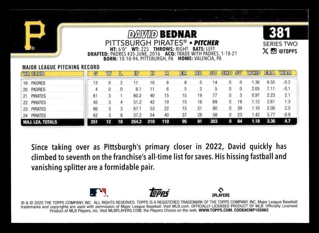 2025 Topps #381 David Bednar