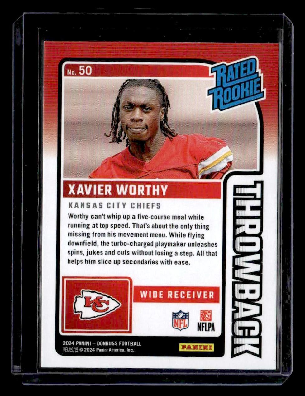2024 Donruss #50 Xavier Worthy Rated Rookies Throwback
