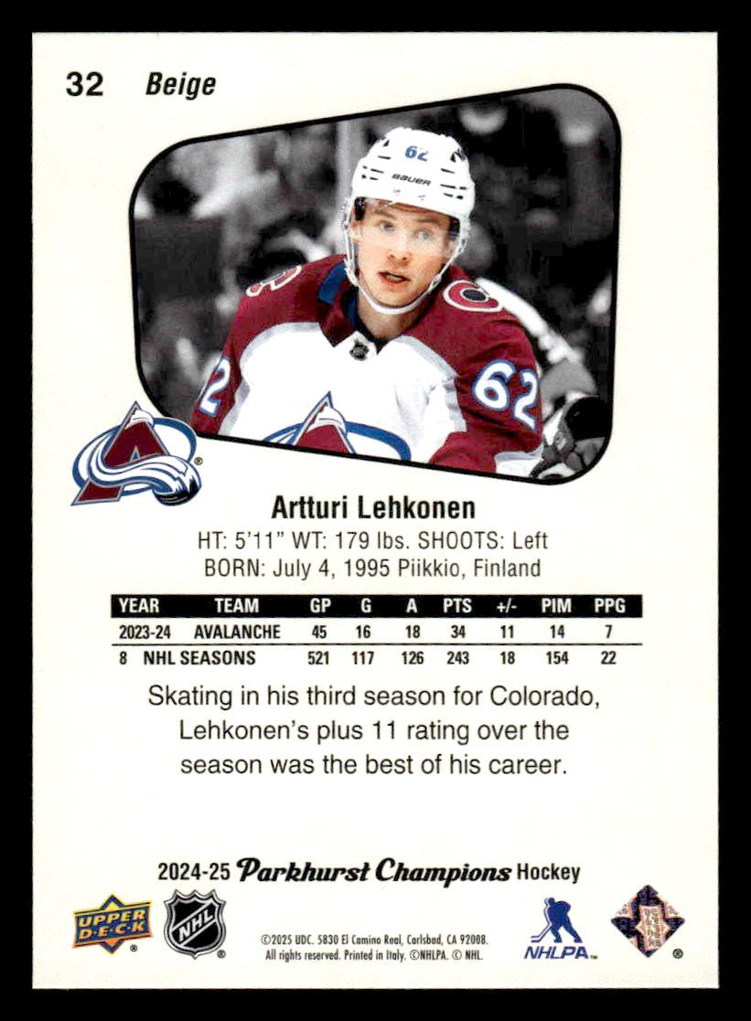 2024-25 Parkhurst Champions #32 Artturi Lehkonen