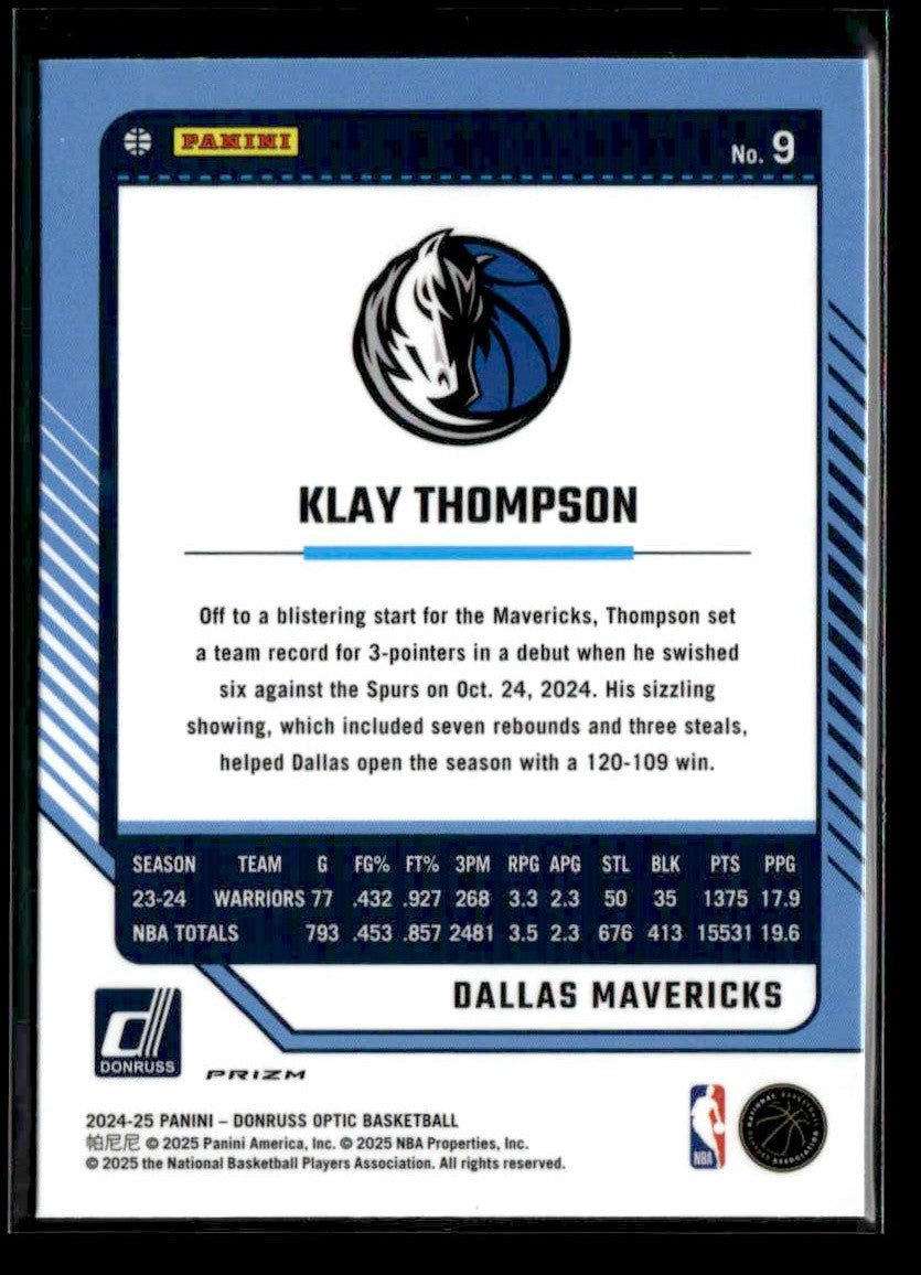 2024-25 Donruss Optic #9 Klay Thompson Red International