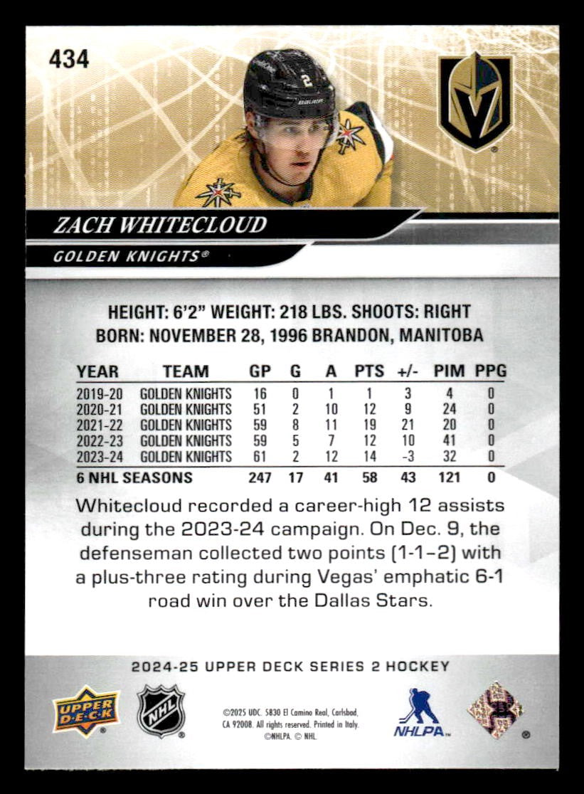 2024-25 Upper Deck #434 Zach Whitecloud