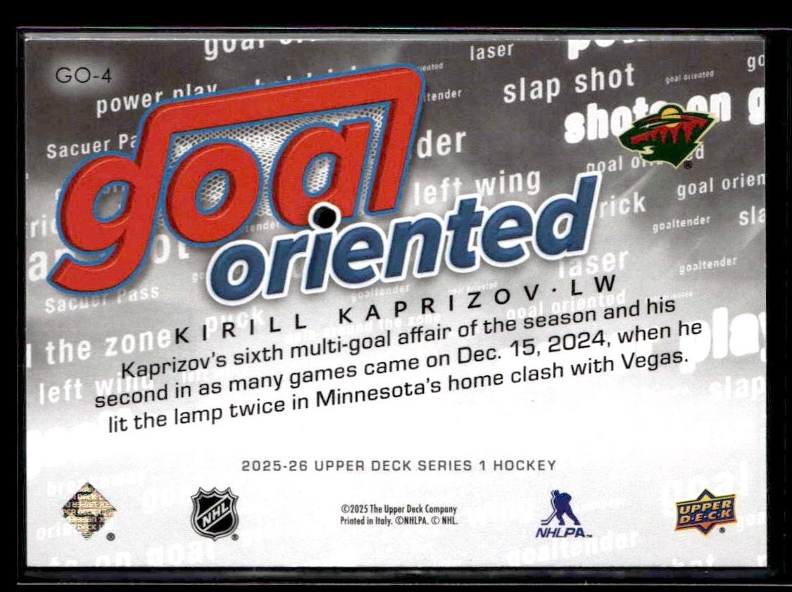 2025-26 Upper Deck #GO-4 Kirill Kaprizov Goal Oriented