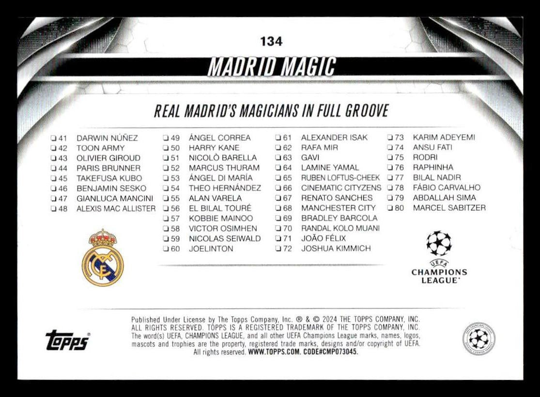 2023-24 Topps Jade Edition UEFA Club Competitions #134 Madrid Magic