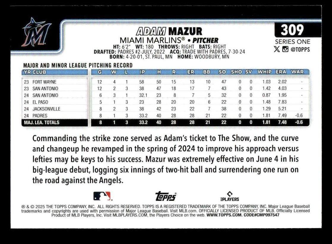 2025 Topps #309 Adam Mazur
