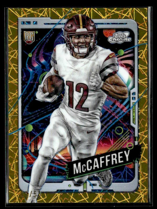 2024 Topps Chrome Cosmic #197 Luke McCaffrey Gold Interstellar Refractors #/50