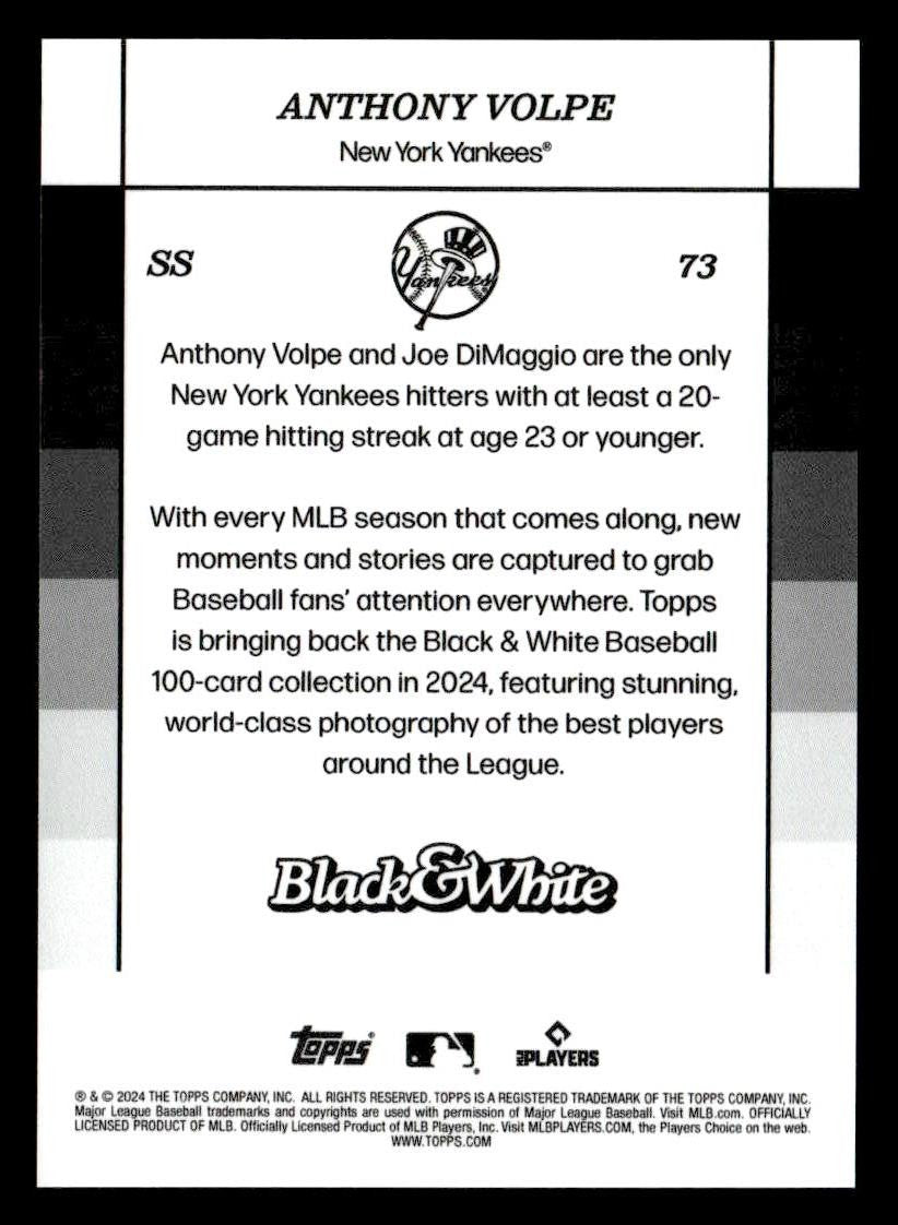 2024 Topps Black & White #73 Anthony Volpe