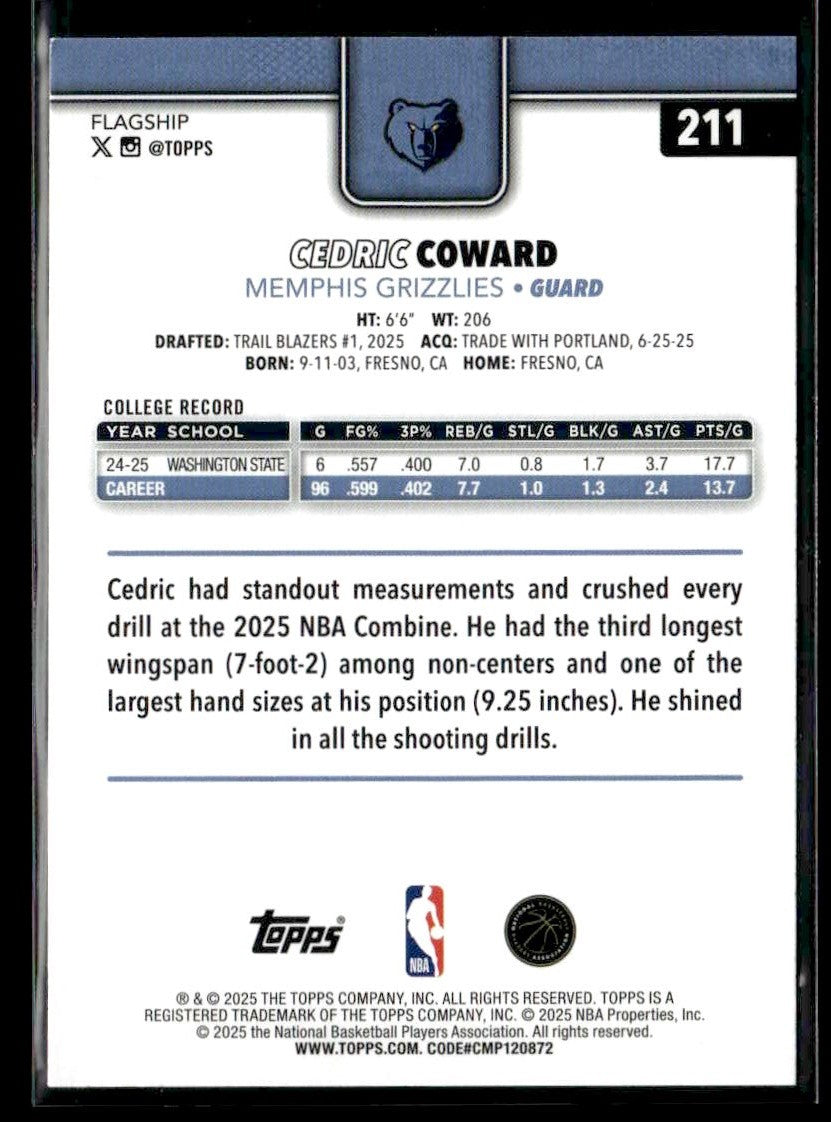 2025-26 Topps #211 Cedric Coward Sandglitter