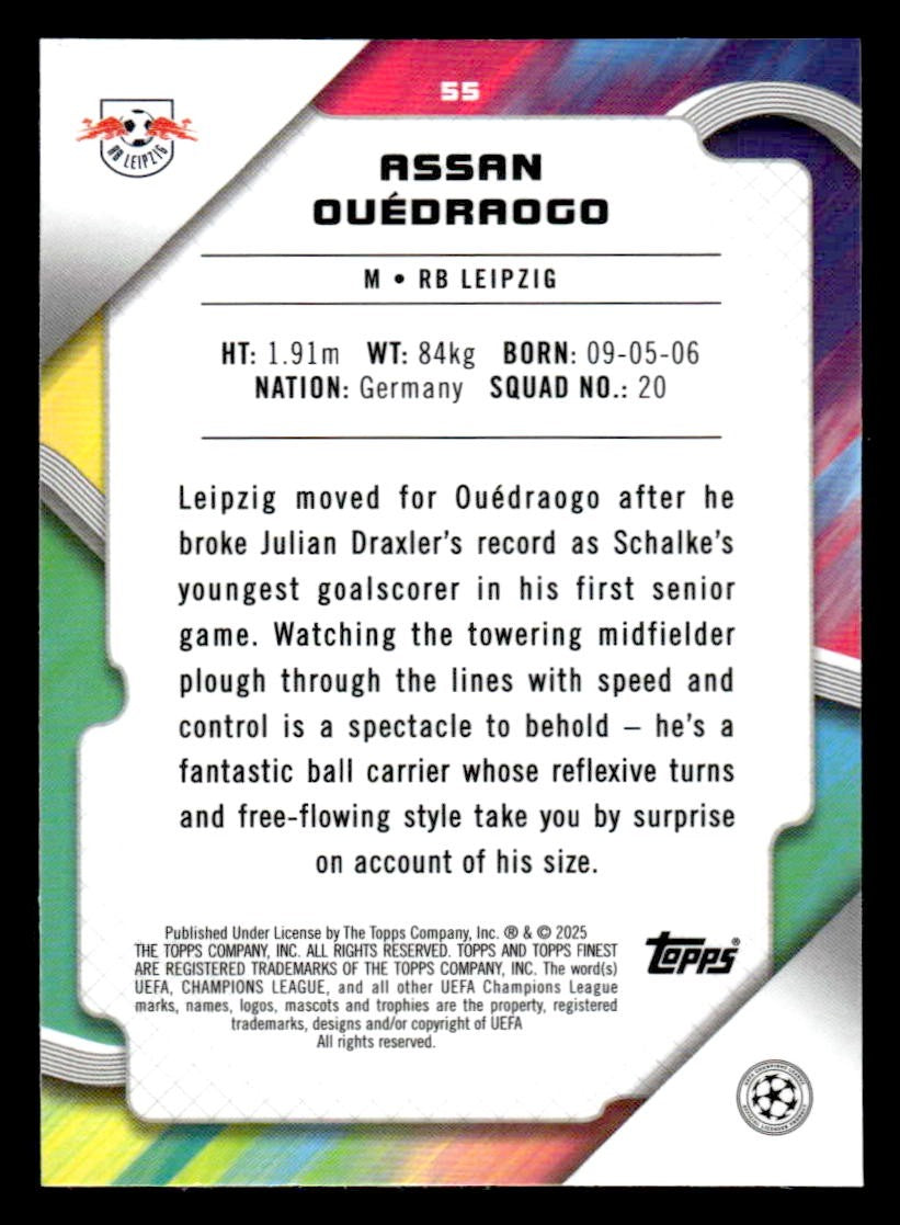2024-25 Topps Finest UEFA Club Comp #55 Assan Ouedraogo