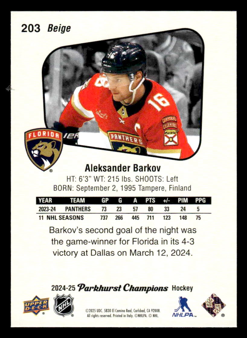 2024-25 Parkhurst Champions #203 Aleksander Barkov