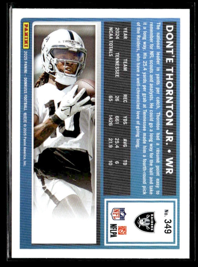 2025 Donruss #349 Dont'e Thornton Jr Rated Rookies