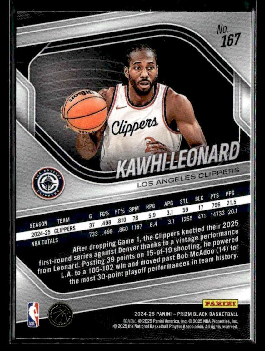 2024-25 Panini Prizm Black #167 Kawhi Leonard