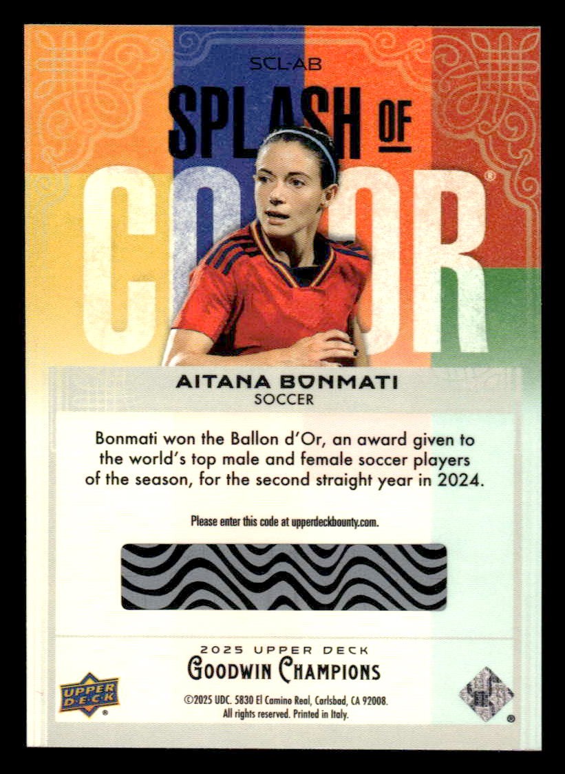 2025 UD Goodwin Champs #SCL-AB Aitana Bonmati Splash of Color 3-D Lenticular