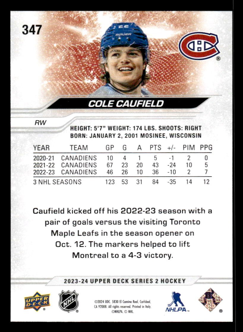 2023-24 Upper Deck #347 Cole Caufield