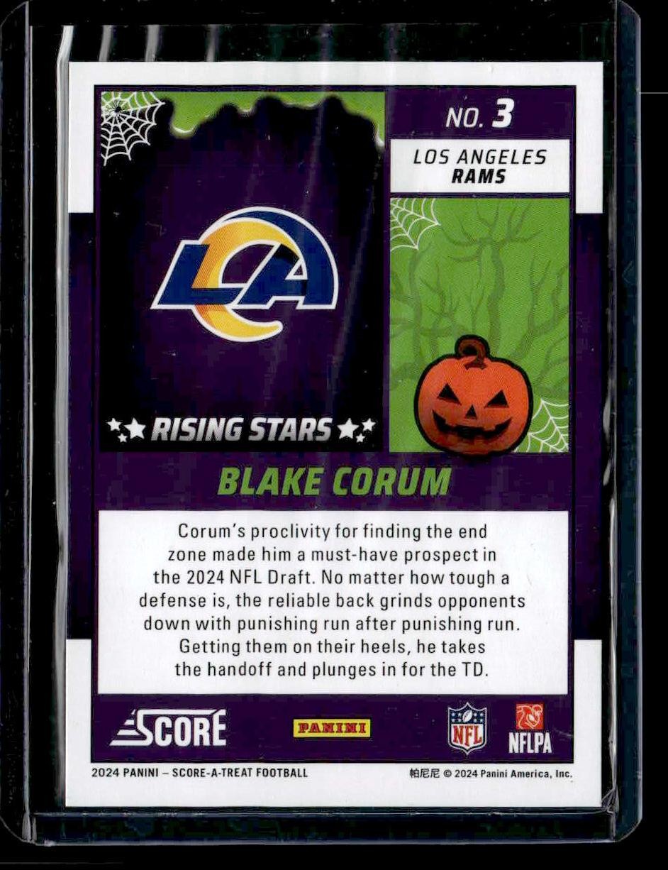 2024 Score-A-Treat #3 Blake Corum A-Treat - Rising Stars Orange Pumpkin