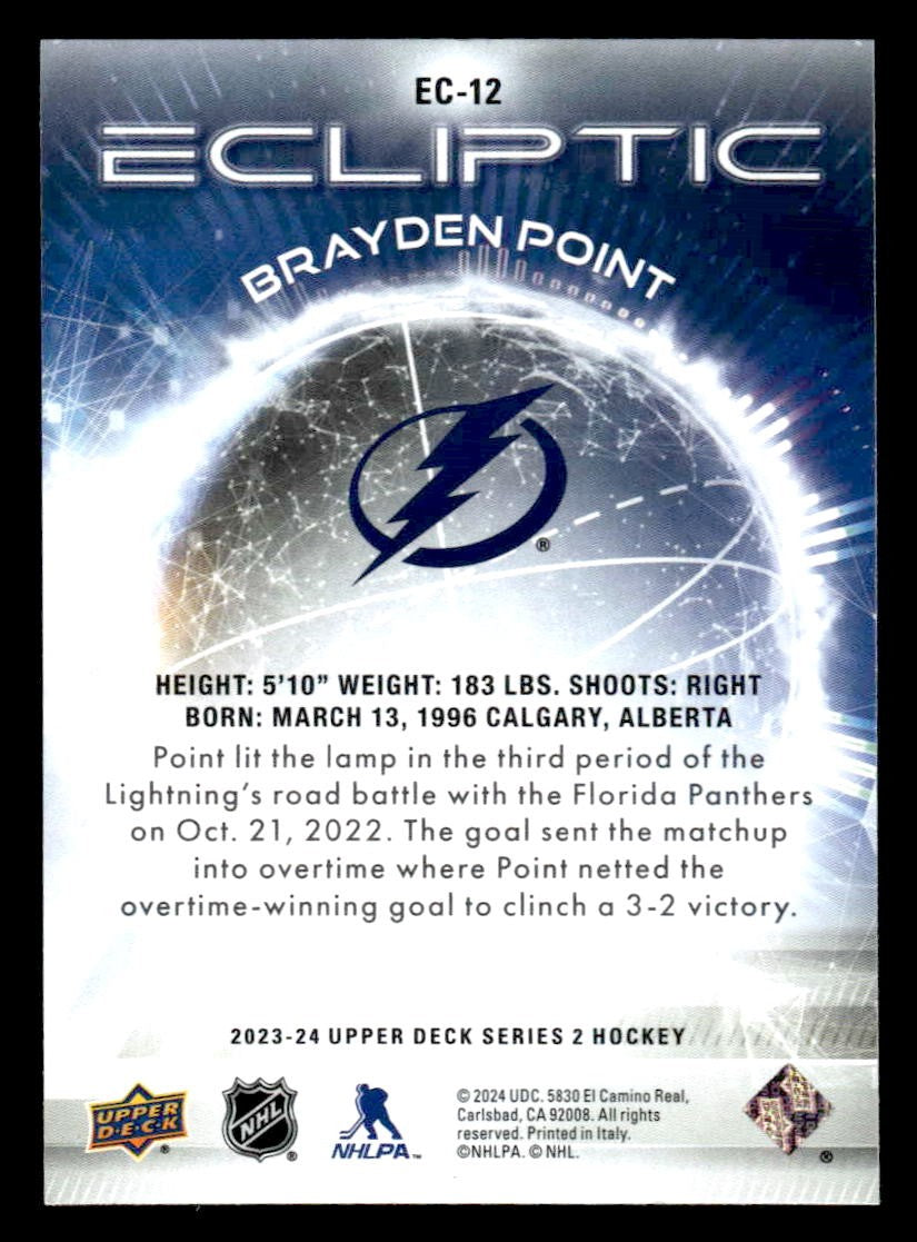 2023-24 Upper Deck #EC-12 Brayden Point Ecliptic Sparkle
