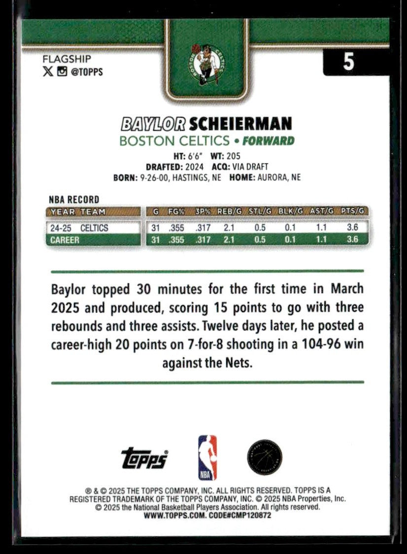2025-26 Topps #5 Baylor Scheierman