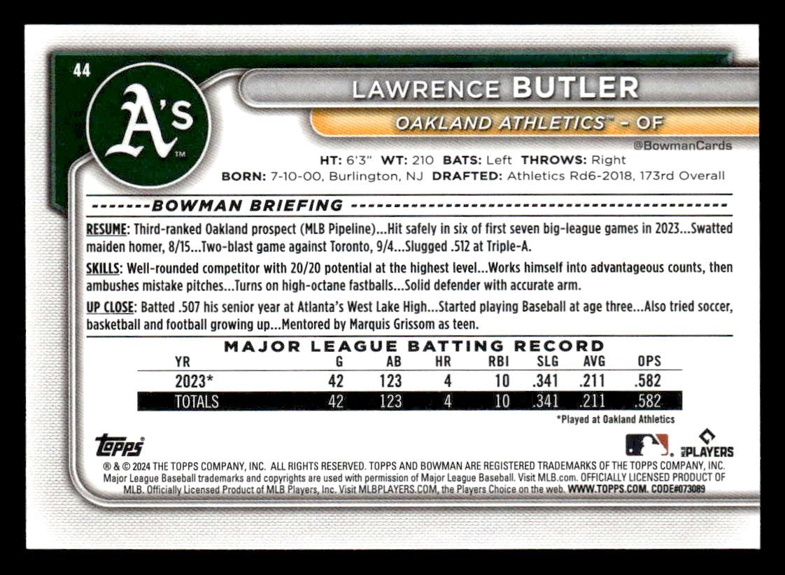 2024 Bowman #44 Lawrence Butler