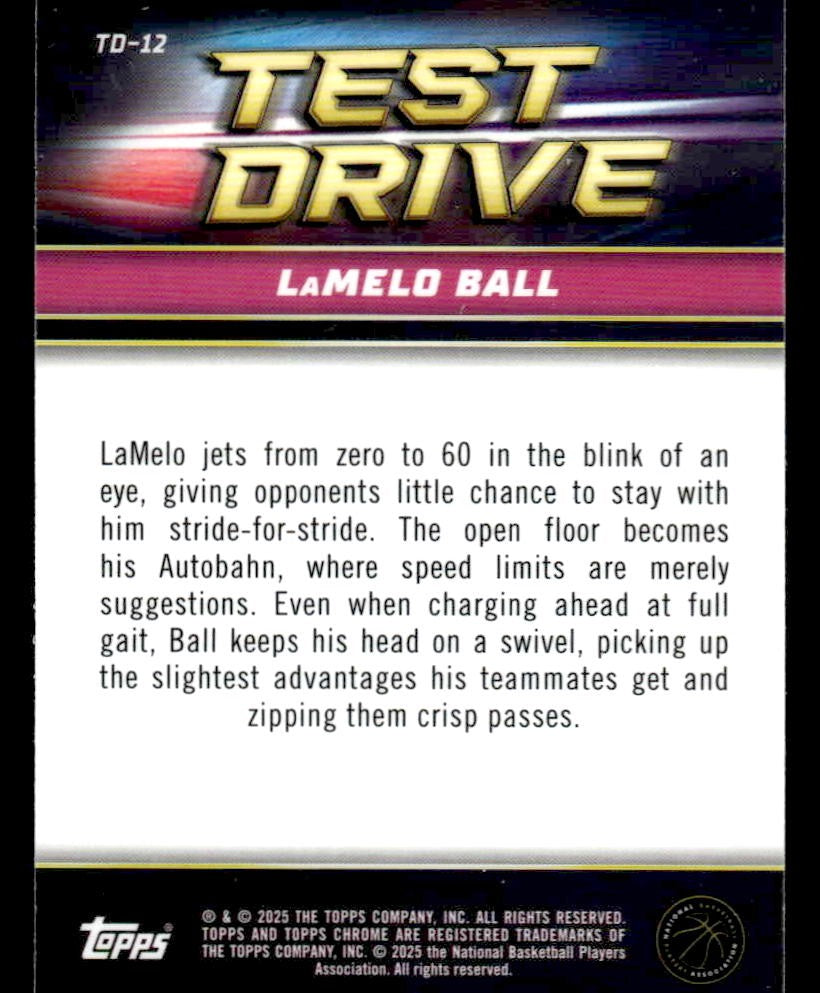 2024-25 Topps Chrome #TD-12 LeMelo Ball Test Drive