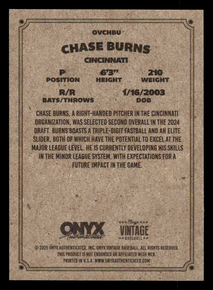 2025 Onyx Vintage #OVCHBU Chase Burns