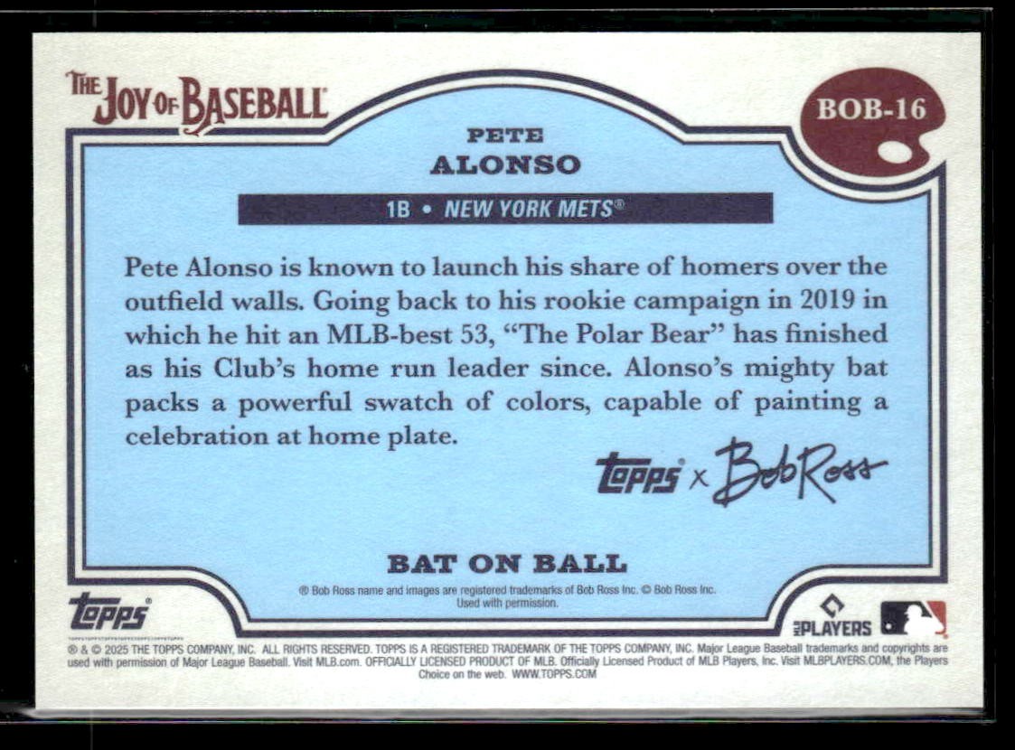 2025 Topps x Bob Ross: The Joy of Baseball #BOB-16 Pete Alonso Bat On Ball