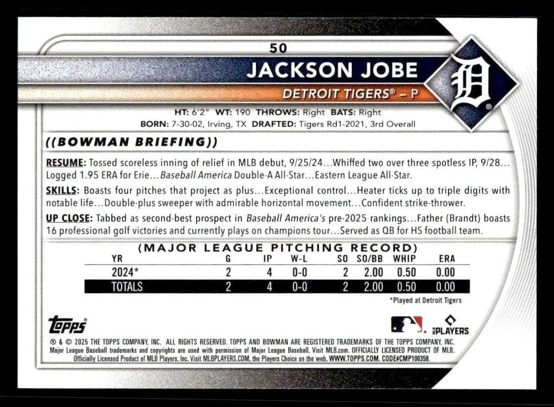 2025 Bowman #50 Jackson Jobe