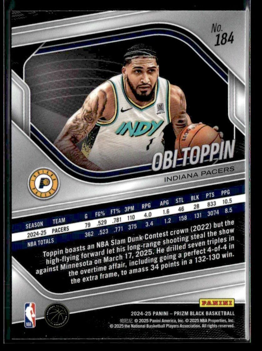 2024-25 Panini Prizm Black #184 Obi Toppin