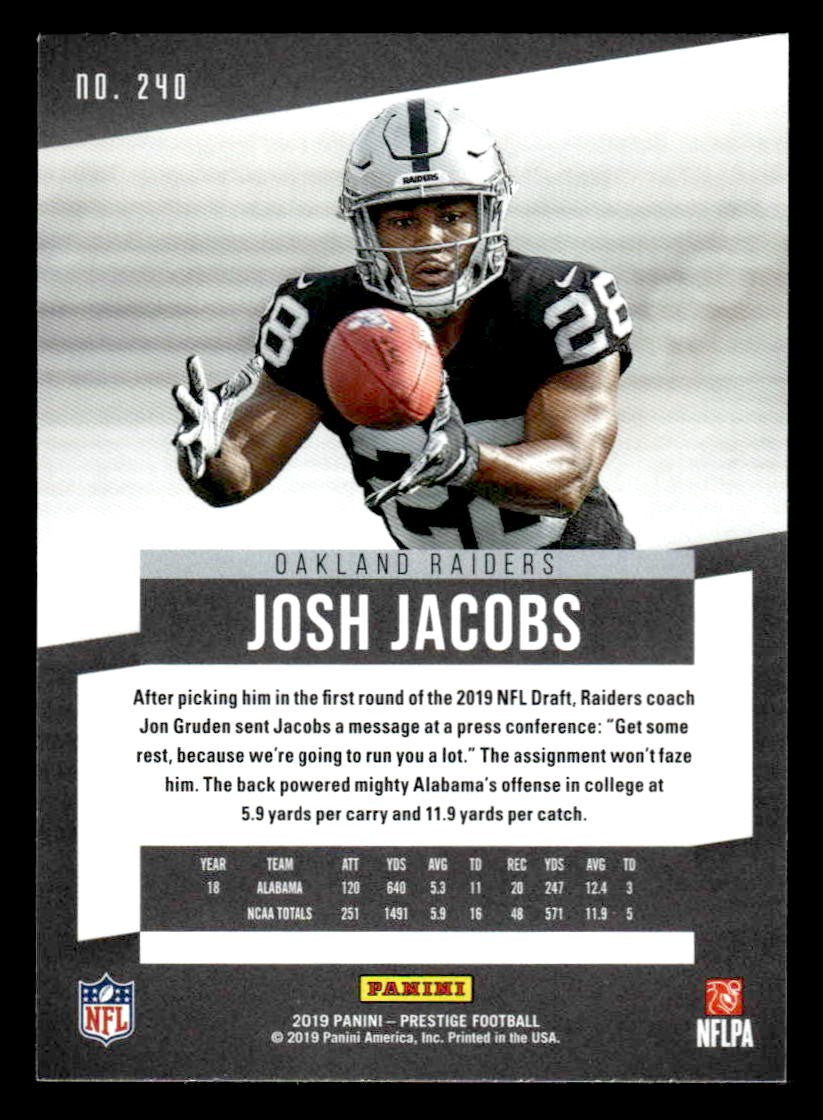 2019 Panini Prestige #240 Josh Jacobs Xtra Points Green