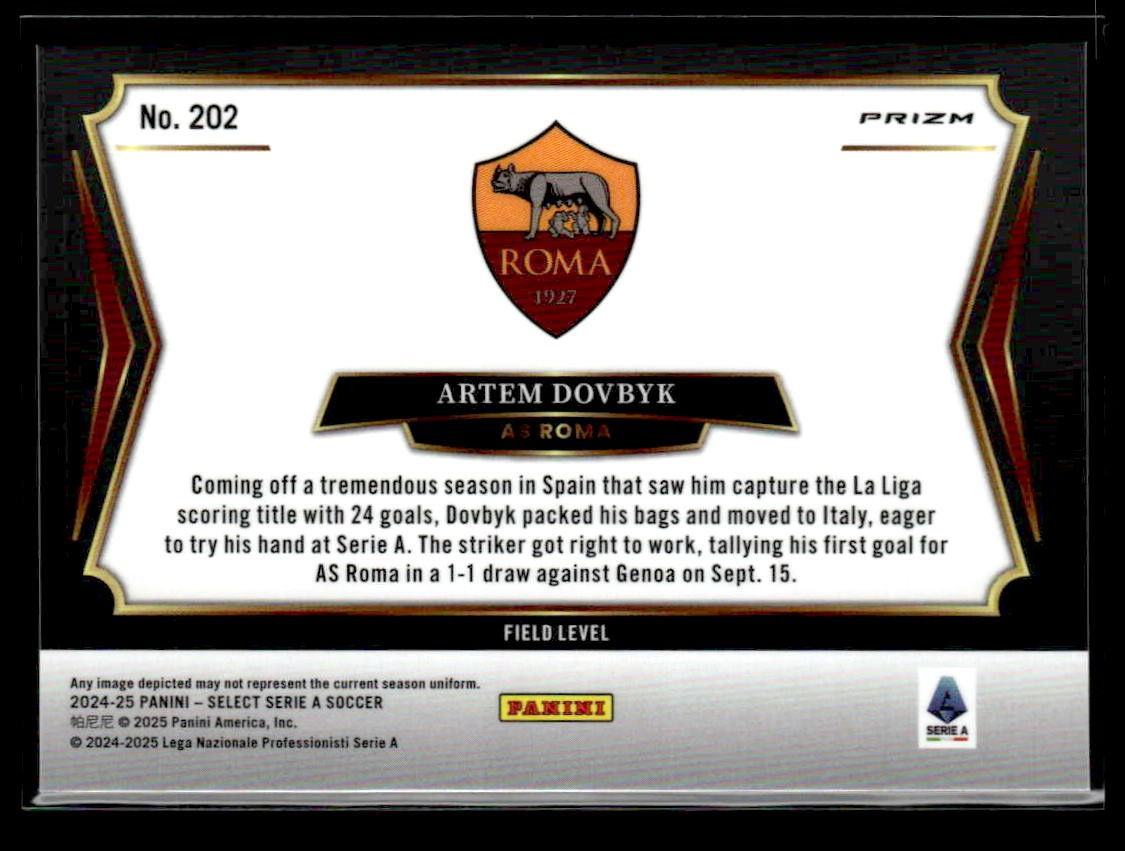 2024-25 Panini Select Serie A #202 Artem Dovbyk White Sparkle