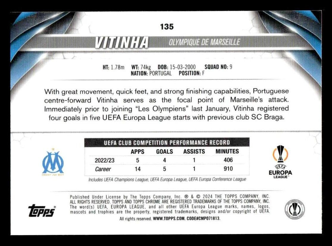 2023-24 Topps Chrome UEFA Club Competitions #135 Vitinha
