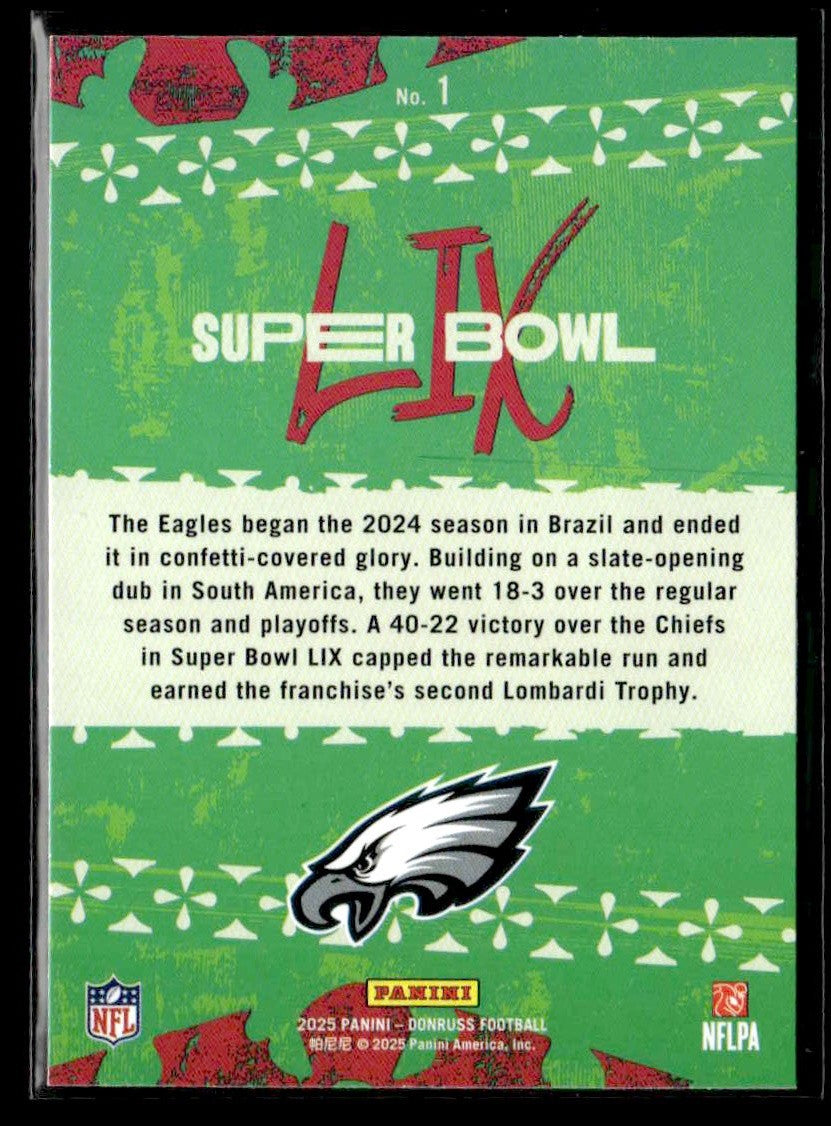 2025 Donruss #1 Philadelphia Eagles Super Bow LIX Champions