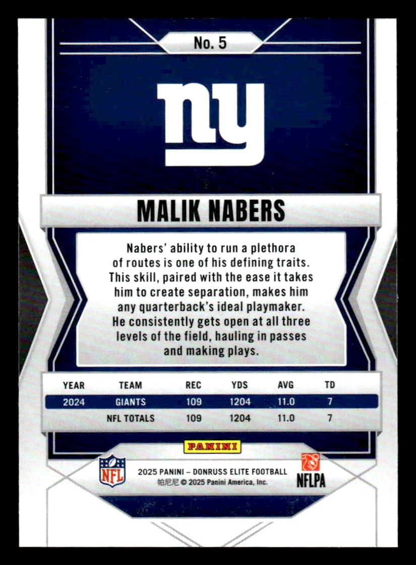 2025 Donruss Elite #5 Malik Nabers