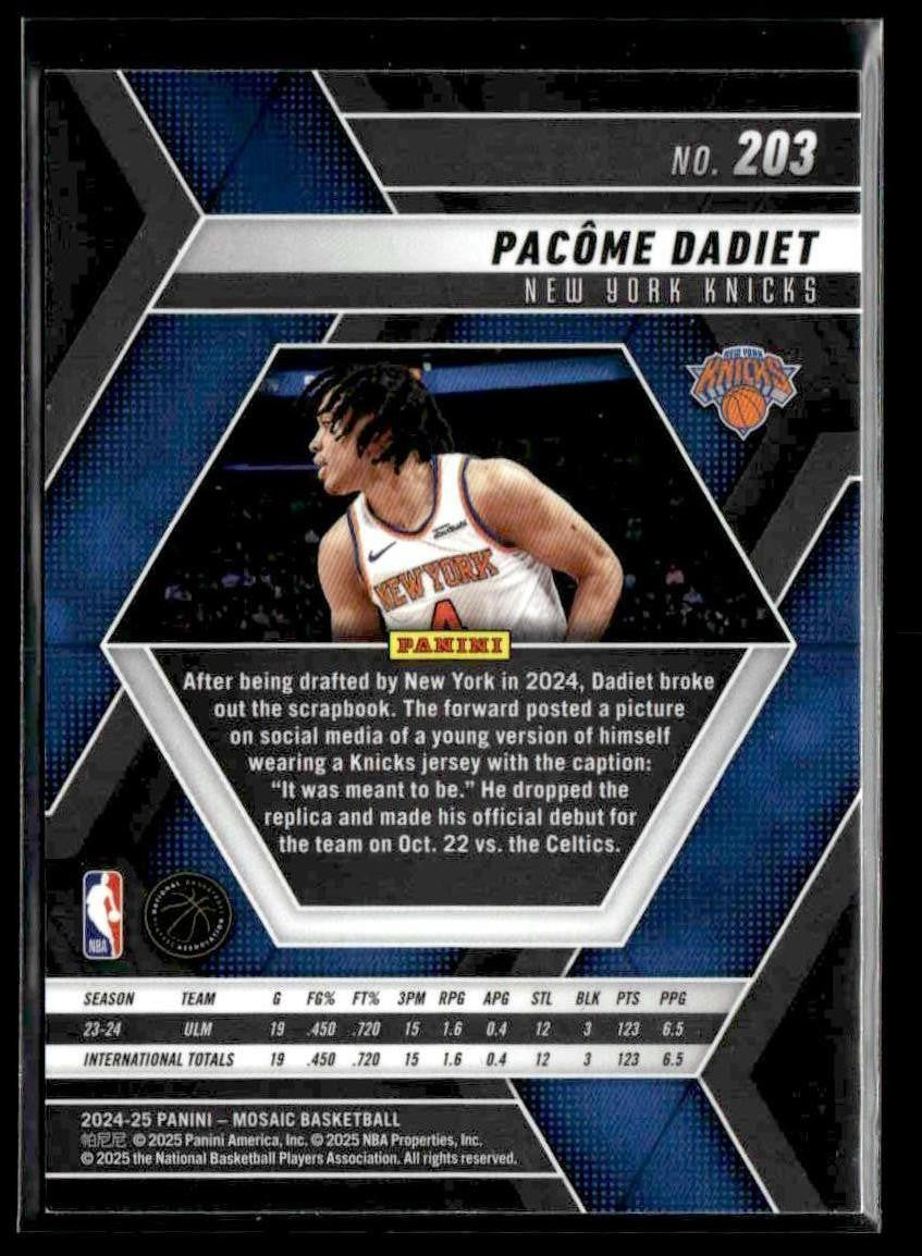2024-25 Panini Mosaic #203 Pacome Dadiet